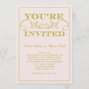 Faire-part de mariage rose élégant