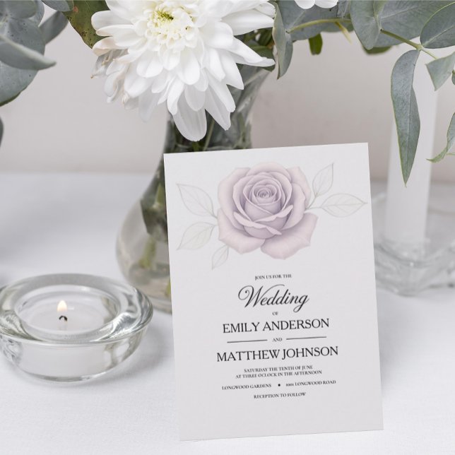 Faire-part de mariage Rose élégant de Designer Pur (Créateur téléchargé)