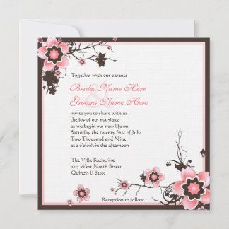 Faire-part de mariage rose et Brown en fleurs de c