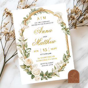 Faire-part de mariage Rose et Lys Blanc