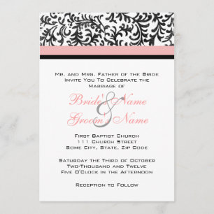 Faire-part de mariage rose et noir