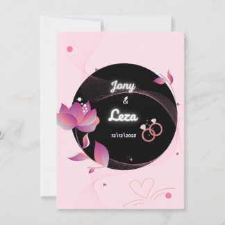 Faire-part de mariage rose et noir