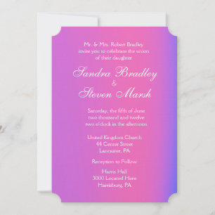Faire-part de mariage rose et violet 5 po x 7 po