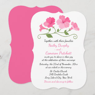 Faire-part de mariage rose floral Fleurs de fuchsi