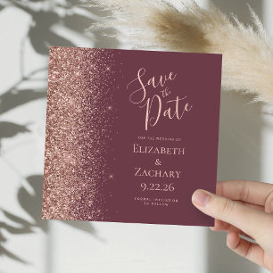 Faire-part de mariage Rose Gold Burgundy foncé
