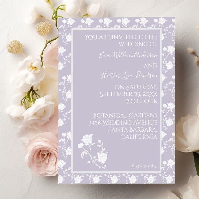Faire-part de mariage Rose Lavender (Lavender Rose Wedding Invitation)