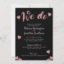 faire-part de mariage rose noir