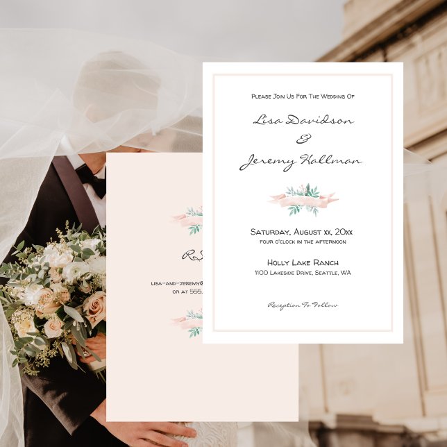 Faire-part de mariage rose pâle (Summer Soft Pink Wedding Invitation)