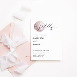 Faire-part de mariage rose pâle de la lune mystiqu