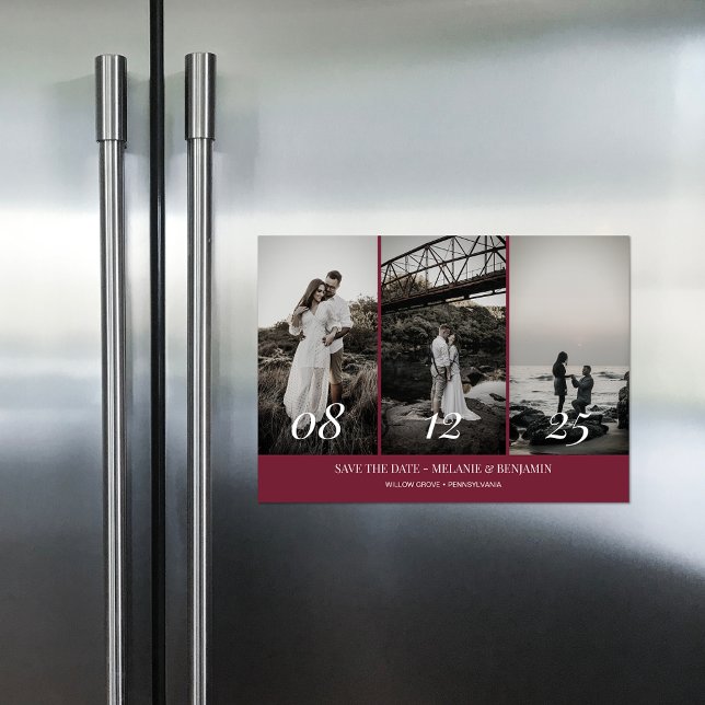 Faire-part de mariage Rose Pâle Élégant Collage Ph (Elegant Photo Collage Rose Pink Save the Dates Magnetic Invitation)