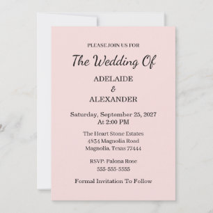 Faire-Part de Mariage Rose Pâle Moderne à Enregist