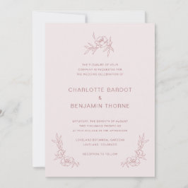 Faire-part de mariage rose pâle simple