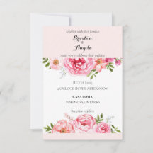 Faire-part de mariage rose personnalisable avec fl