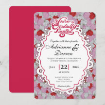 Faire-part de mariage Rose Petal 1 avec lettres ro