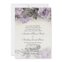 Faire-part de mariage Rose pourpre en argent stéri