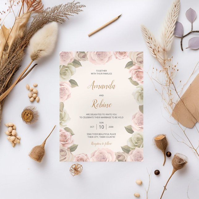 Faire-part de mariage Rose romantique (Créateur téléchargé)