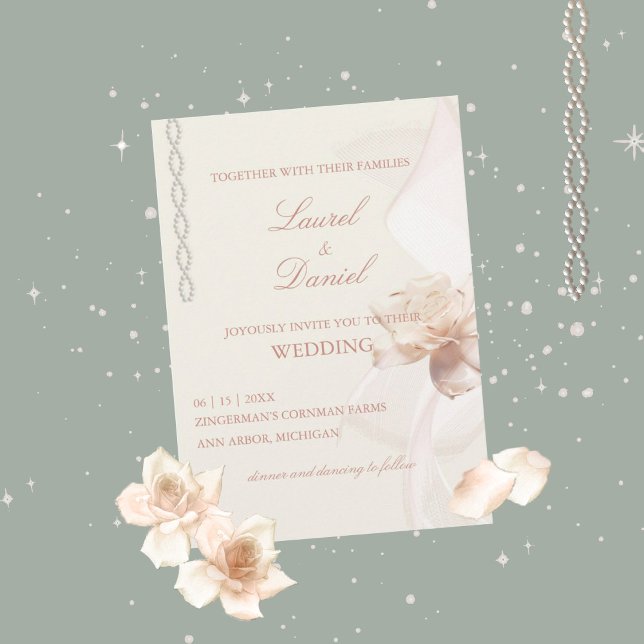 Faire-part de mariage Rose romantique (Créateur téléchargé)