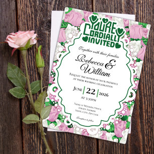Faire-part de mariage Rose Rose et Blanche - Lettr