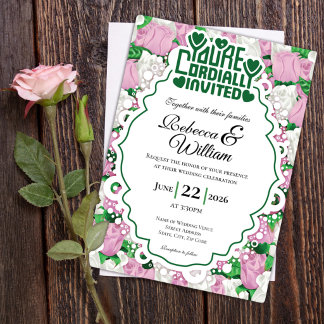 Faire-part de mariage Rose Rose et Blanche - Lettr