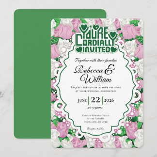 Faire-part de mariage Rose Rose et Blanche - Lettr