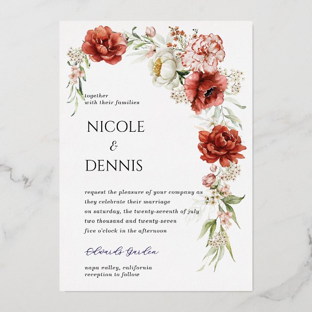 Faire-part de mariage Rose rouge (Recto)