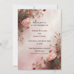 Faire-part de mariage Rose Rouge   Floral Romantiq