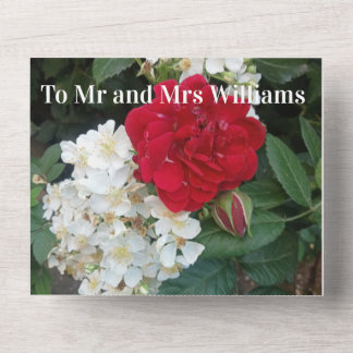 Faire-Part de Mariage Rose Rouge Photo Tout En Un