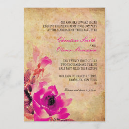 Faire-part de mariage rose vintage