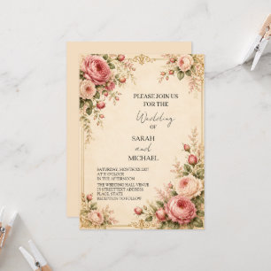 Faire-part de mariage Rose Vintage