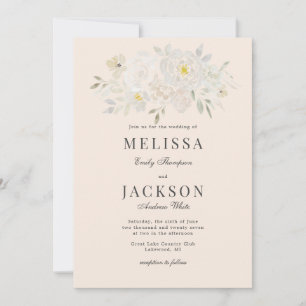 Faire-part de mariage Roses d'aquarelle à crème bl