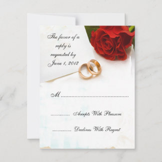 Faire part de mariage roses rouges RSVP