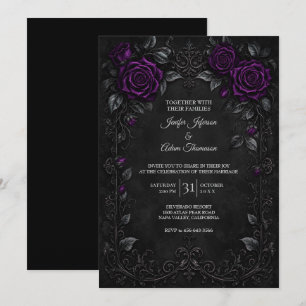 Faire-part de mariage Roses Violettes