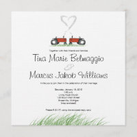 Faire-part de mariage rouge de tracteur