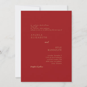 Faire-part de mariage rouge et or