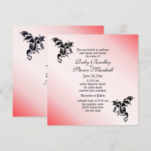 Faire-part de mariage rouge Imaginaire dragon