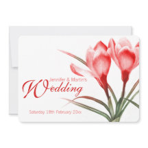 Faire-part de mariage rouge rose crocus