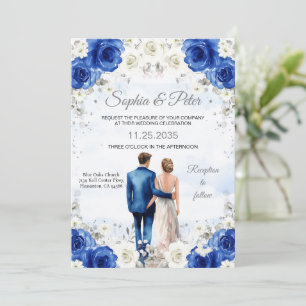 Faire-part de mariage Royal Blue Flowers Roses