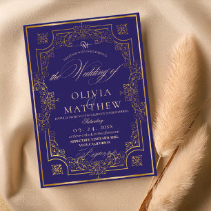 Faire-part de mariage Royal Blue Gold