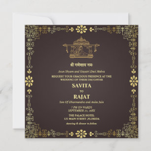 Faire-part de mariage royale indienne de luxe