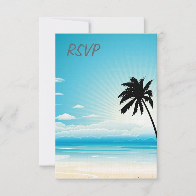 Faire-part de mariage RSVP Blue Beach (Devant)