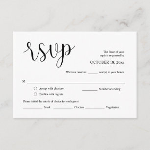 Faire-part de mariage RSVP, Carte des options de r