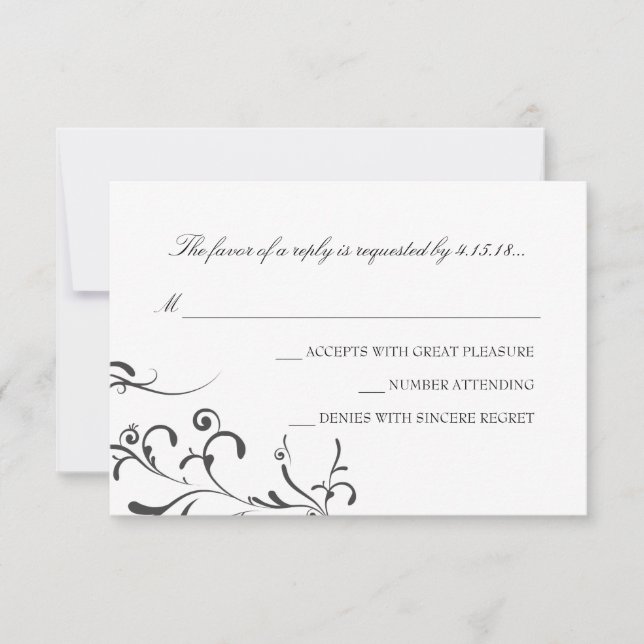 Faire-part de mariage -RSVP | Grace florale |wb (Devant)