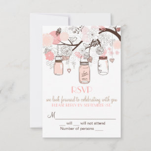 Faire-part de mariage RSVP Oiseaux de l'amour et p