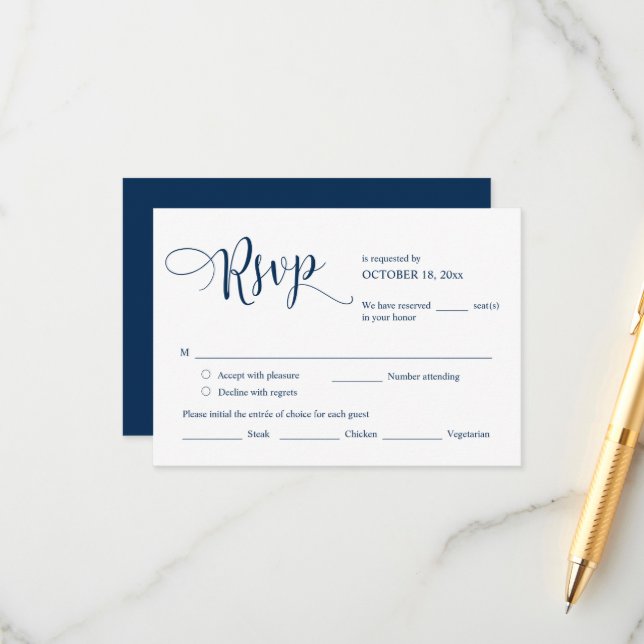 Faire-part de mariage RSVP Répondre, Carte des opt (Devant/Arrière en situation)