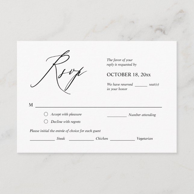 Faire-part de mariage RSVP Répondre, Carte des opt (Devant)