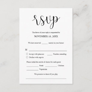 Faire-part de mariage RSVP Répondre, Carte des opt