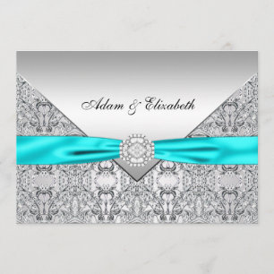 Faire-part de mariage Ruban en dentelle bleu sarce