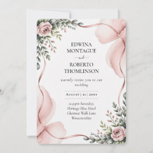 Faire-part de mariage ruban floral Heritage Blush