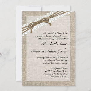 Faire-part de mariage Russe Twine and Lace Burlap 
