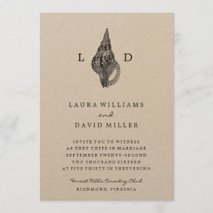 Faire-part de mariage Rustic Beach Sea Shell